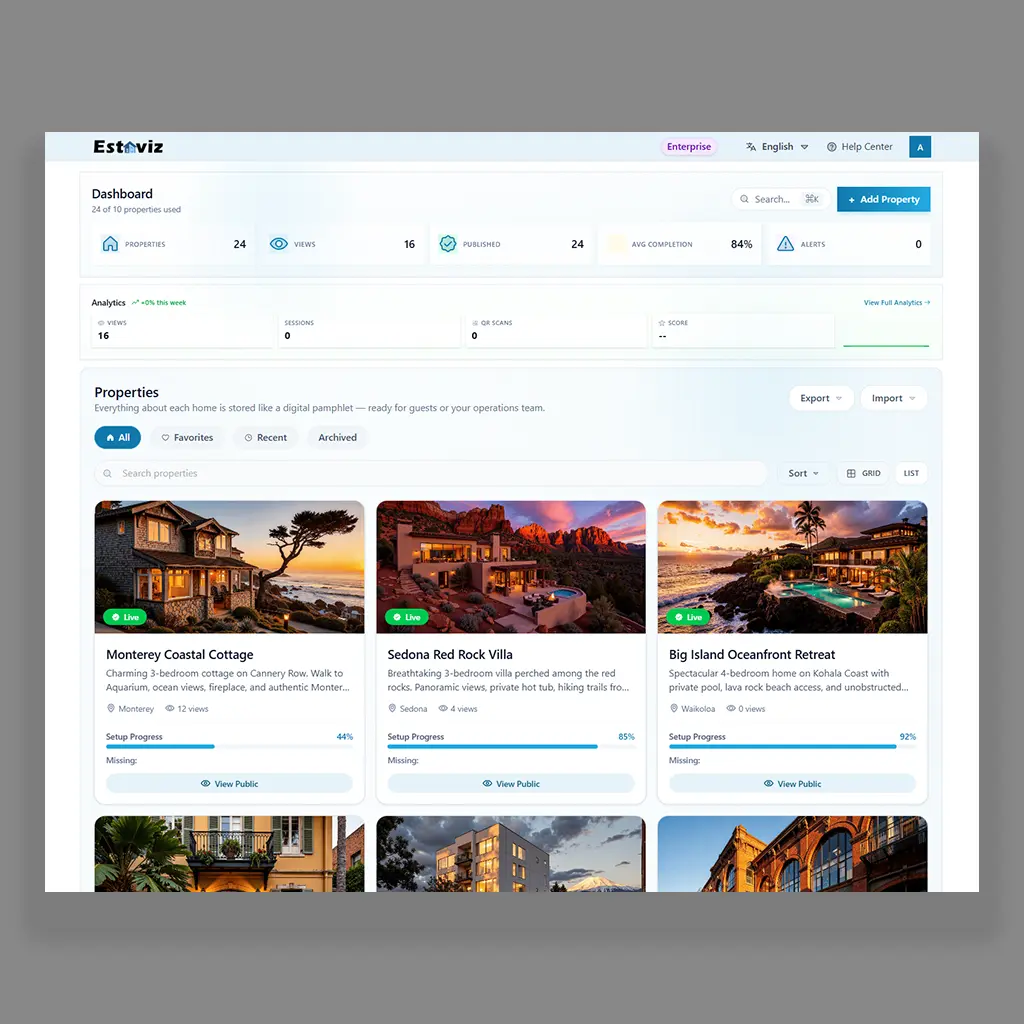 Estaviz property management dashboard